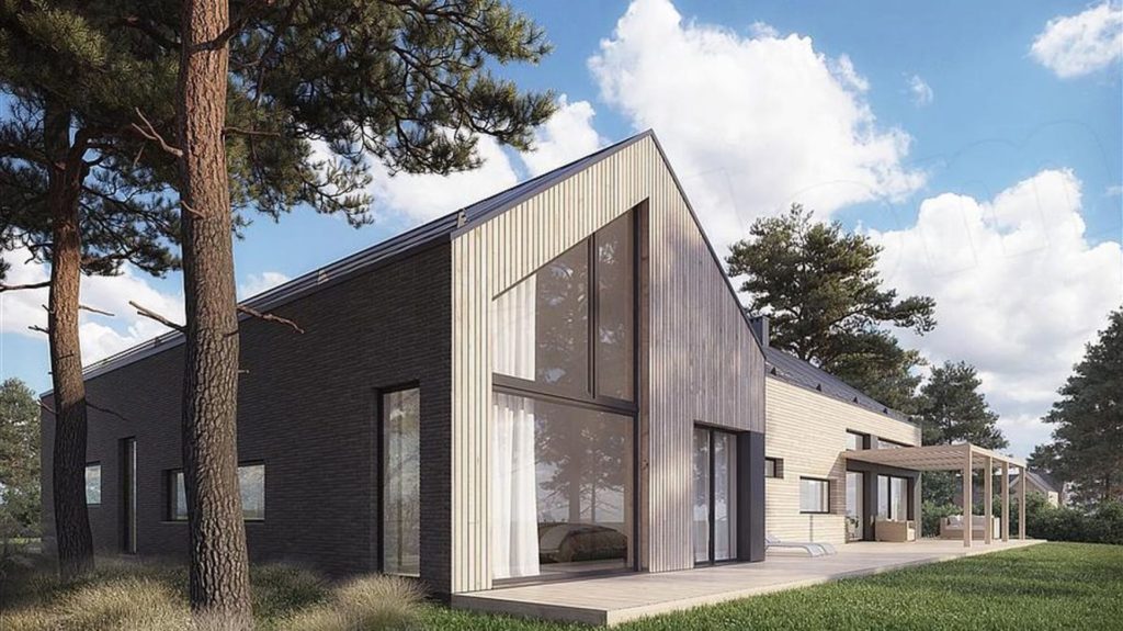 Современные дома с двускатной крышей