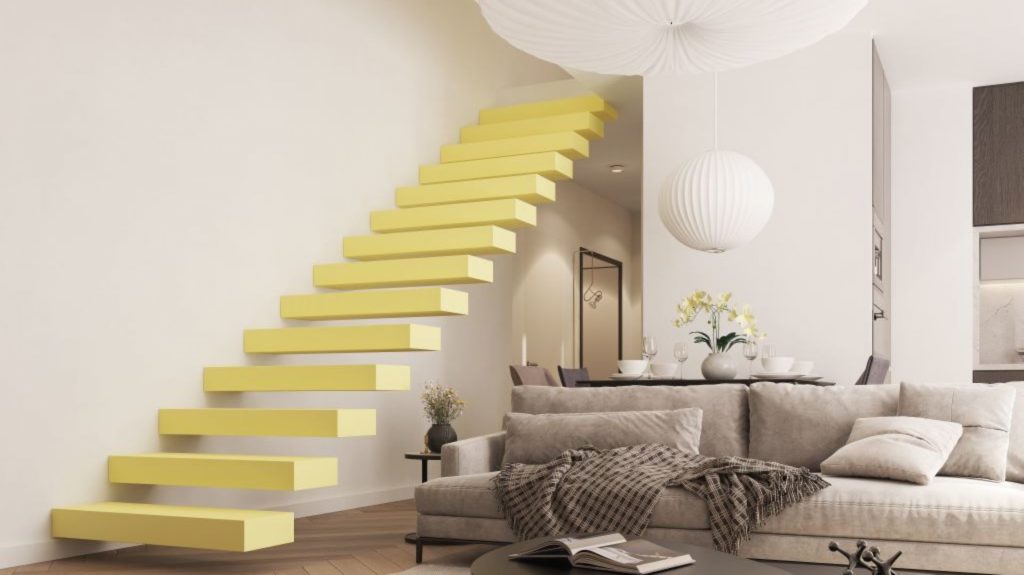 Интерьерная лестница в удивительных цветах